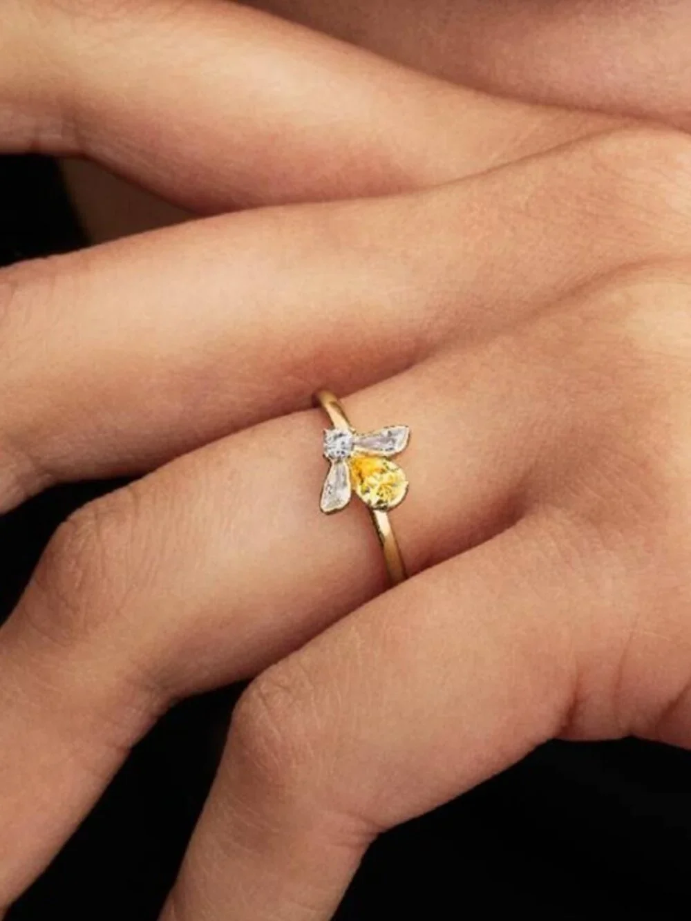 Authentic Pandora Honey Bee Ring  14k gold plating
